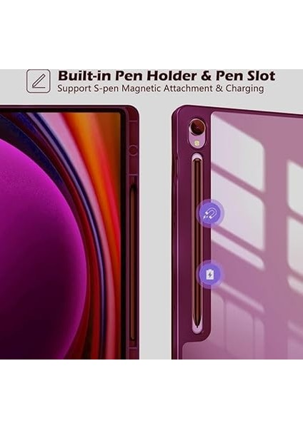 Galaxy Tab S9 Fe / S9 11INÇ ile Uyumlu Kılıf Grafiti Şeffaf Kalem Bölmeli X710 X716 X718 X510 X516 Mürdüm fırsatları