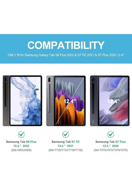 Tab S7 Fe 12.4 Inç ile Uyumlu Bluetooth Türkçe Q Klavyeli Kılıfı (Tablet Değildir) Kapak, Lacivert fiyatları