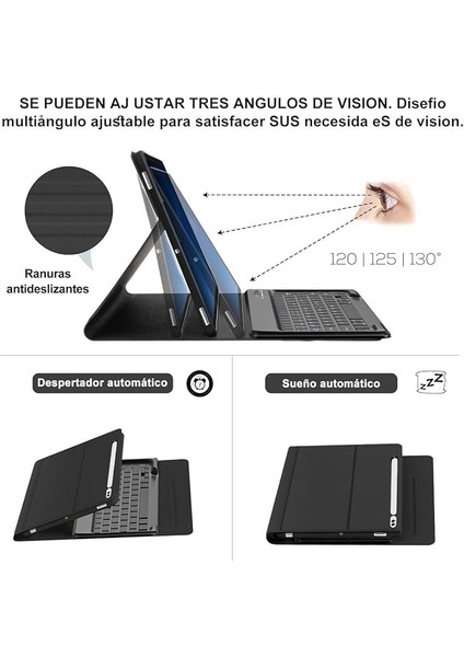 Tab S7 Fe 12.4 Inç ile Uyumlu Bluetooth Türkçe Q Klavyeli Kılıfı (Tablet Değildir) Kapak, Lacivert modelleri