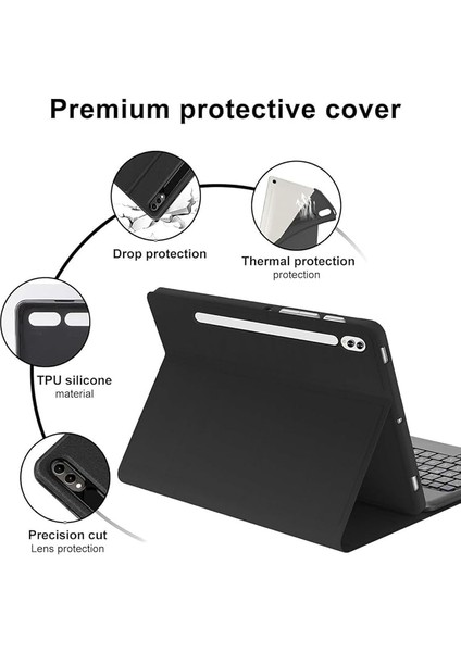 Tab S7 Fe 12.4 Inç ile Uyumlu Bluetooth Türkçe Q Klavyeli Kılıfı (Tablet Değildir) Kapak, Lacivert fırsatları