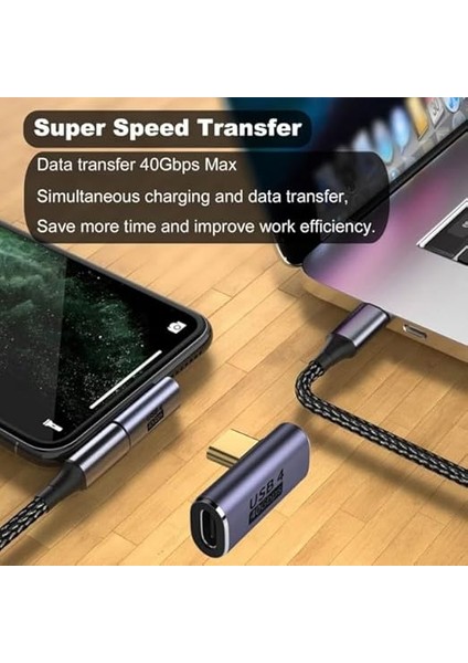 L Type-C Çevirici Usb4 40 Gbps 90 Derece Dik Type-C Çevirici 1 Adet modelleri