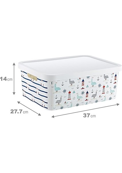Stafi Desenli Çok Amaçlı Kapaklı Kutu 12 Lt Marin fiyatları