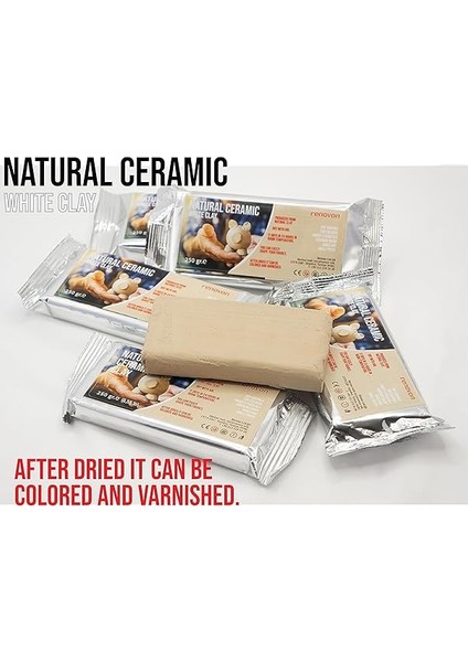 Seramik Kil Hamuru, Beyaz 250 gr Fırınlamaya Gerek Olmayan Güzel Sanatlar Figür Heykel Modelleme Oyun ve Montessori Sınıfları Için Toksik Olmayan Doğal Kil fırsatları