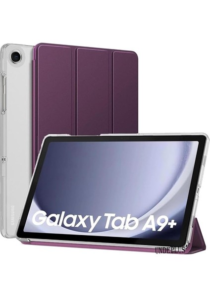 Galaxy Tab A9 Plus X210 X213 X215 X217 ile Uyumlu Kılıf Pu Deri Smart Standlı Case Mor