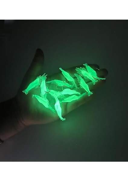 12 Adet Fosforlu Kancalı Silikon Karides Olta Yem Sahte Yapay Iğneli Balık Yemi Beyaz fiyatları