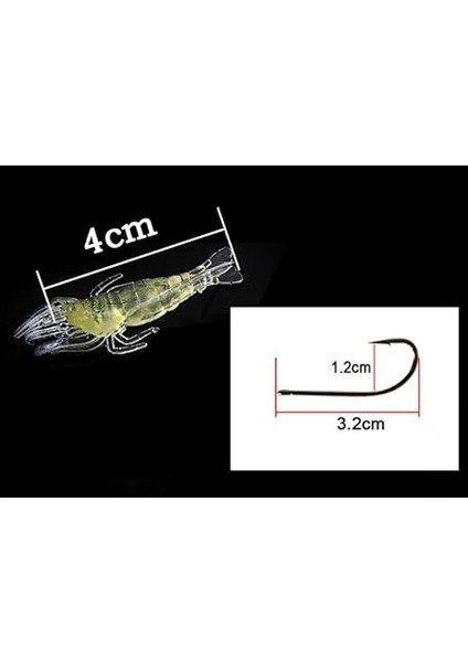 12 Adet Fosforlu Kancalı Silikon Karides Olta Yem Sahte Yapay Iğneli Balık Yemi Beyaz fırsatları