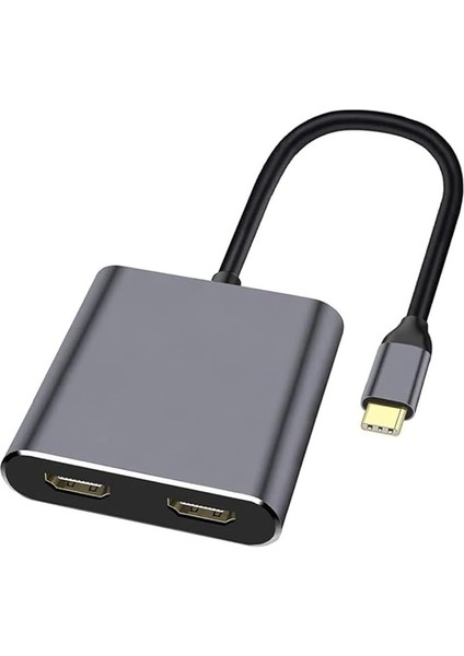 Type-C To Çift HDMI 4K Ultra Hd Çevirici Adaptör Çift Ekran Dönüştürücü - FC485
