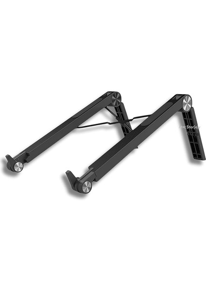 Taşınabilir Ayarlanabilir Kademeli Plastik Laptop Standı – Katlanabilir, Ergonomik, Seyahat Tipi, Tüm Dizüstü Bilgisayarlar ile Uyumlu Siyah