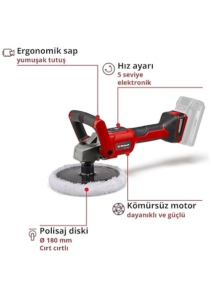 Akülü Polisaj / Zımpara Makinesi Ce-Cp 18/180 Li E-Solo Power X-Change (18V, Kömürsüz Motor, Elektronik Devir Ayarı, Akü Dahil Değildir) - 2093320 modelleri