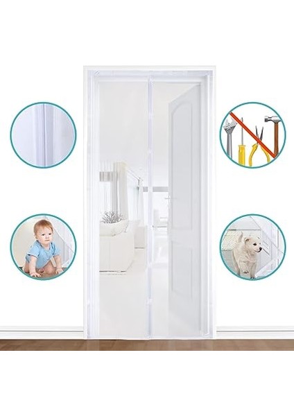 Luas Mıknatıslı Kapı Sinekliği, Sinek Böcek Tutucu, Beyaz Tül Sineklik, Sivrisinek Ağı, Balkon Kapısı, Sürgülü Kapı, Teras Kapısı Için Mıknatıslı Perde 105 cm indirimleri