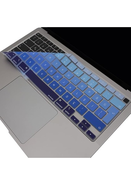 Macbook Air M1 13INÇ Klavye Koruyucu Türkçe Q Ombre A2179 A2337 ile Uyumlu Lacivert Mavi