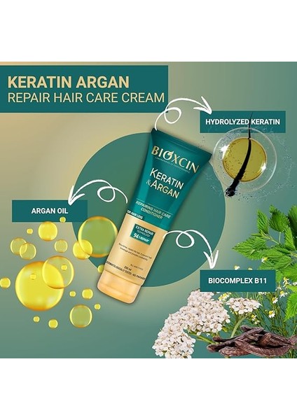 Keratin & Argan Onarıcı Saç Bakım Kremi – Yıpranmış ve Hasar Görmüş Saçlar Için – 250 ml – Biocomplex B11, Hidrolize Keratin ve Argan Yağlı fırsatları
