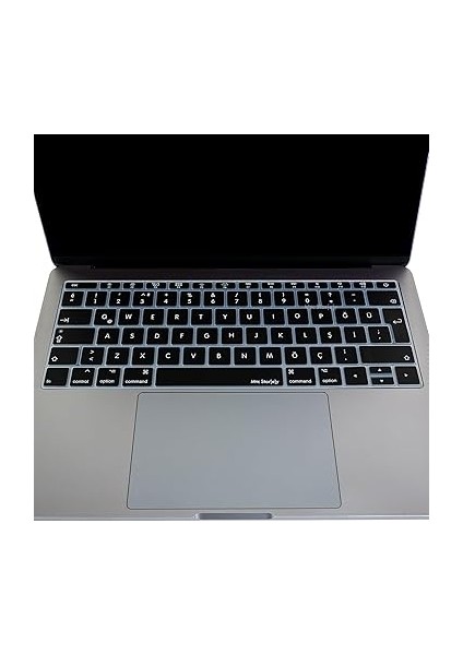 MacBook Klavye Koruyucu Türkçe Q Baskılı Uk-Ters L- Enter Tipi Pro 13INÇ A1708, MacBook A1534 12INÇ Uyumlu, Ultra Ince Hafif Yıkanabilir Klavye Filmi Siyah modelleri