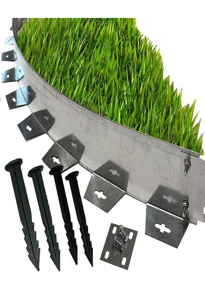 Garden Esnek Kıvrılabilir Metal Galvaniz Çim Ayırıcı 8 M 4 x 2 M Çim Sınırlayıcı Çim Ayracı Çim Ayırıcı