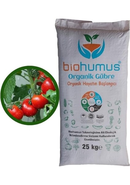 Domates Için, Organik Gübre, Organik Sertifikalı, Kök Geliştirici, Toprak Düzenleyici, Bitki Besleyici, 25 kg (1)