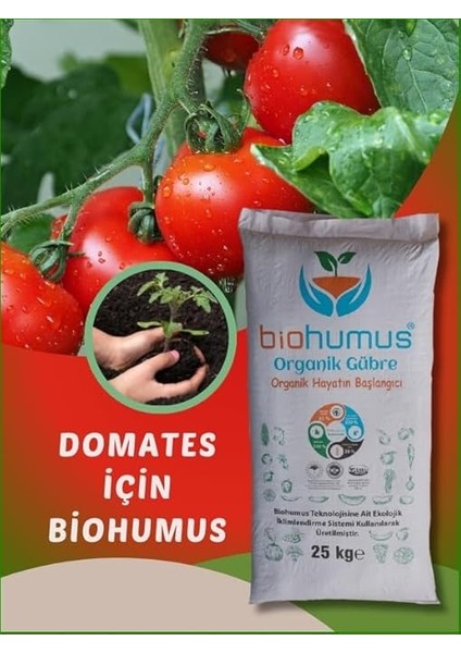 Domates Için, Organik Gübre, Organik Sertifikalı, Kök Geliştirici, Toprak Düzenleyici, Bitki Besleyici, 25 kg (1) indirimleri