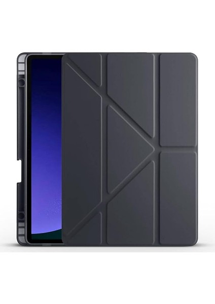 Samsung Galaxy Tab S10 Lite ile Uyumlu Kılıf Kalem Bölmeli Tri Folding Katlanabilir Standlı Pu Deri Yumuşak Silikon, Tablet Kapak [akıllı Kapak, Uyku Modlu] - Siyah