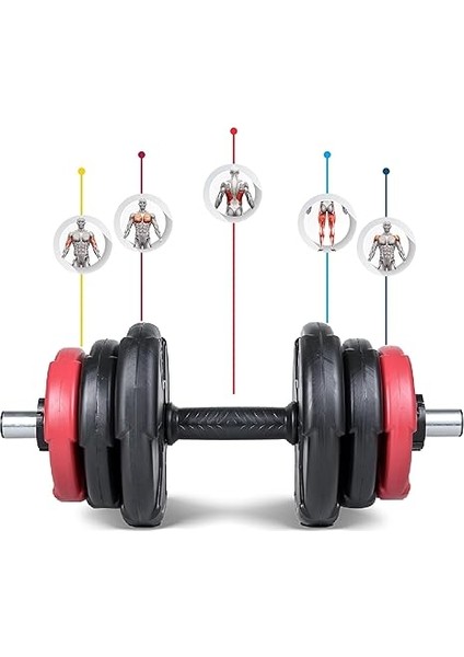 21 kg Dambıl Seti Kırmızı Siyah indirimleri