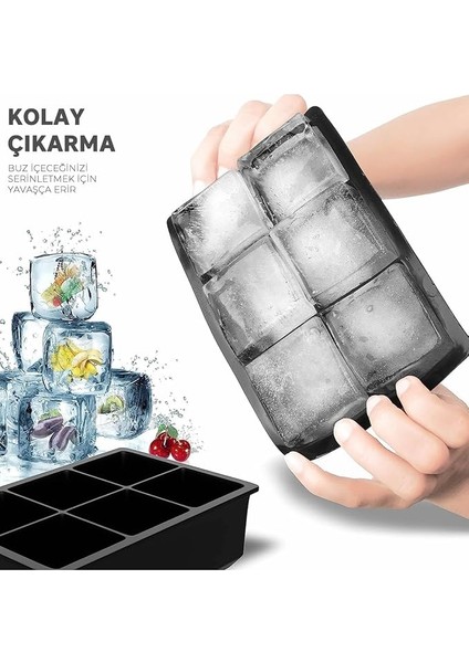 Home Kare Buz Kalıbı | Çok Amaçlı Buz Küpü Kalıbı | | Kare Buz Küpü Kasesi 6 Bölmeli | Kolay Serbest Bırakma Kahve Ev Yapımı Dondurucu Için Buz Kalıpları (1 Adet)