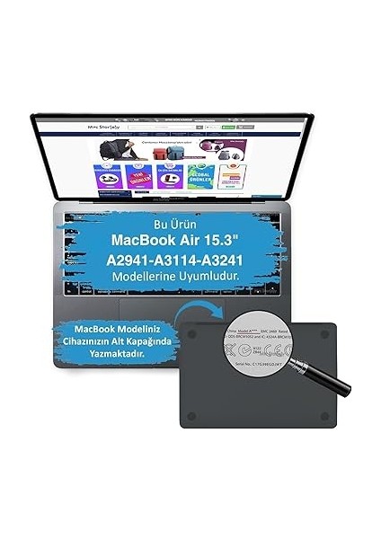 Touchpad Koruyucu Sticker Film – MacBook Air 15.3” ile Uyumlu (M2/m3/m4) A2941 A3114 A3241 – Trackpad Jelatin, Çizilme ve Parmak Izi Önleyici, Kolay Uygulama Gece Mavisi fiyatları