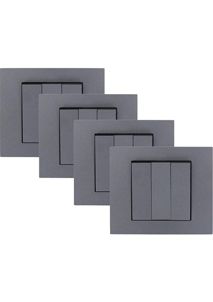 Ovivo Grano Füme - Anahtar - Komütatör - Vavien - Üçlü Anahtar - Light Anahtar (Üçlü Anahtar Füme 4 Adet)