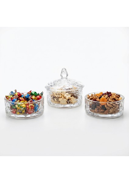 3 Katlı Kristal Cam Şekerlik Lokumluk ve Çerezlik Sunum Kulesi fiyatları