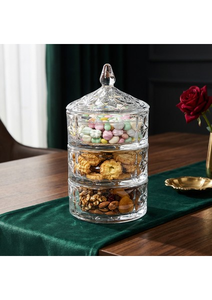 3 Katlı Kristal Cam Şekerlik Lokumluk ve Çerezlik Sunum Kulesi modelleri