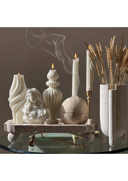 Candle El Yapımı Kokusuz Burgulu Vazo Dekoratif Kalıp Mum– Kırık Beyaz -20*7 cm fırsatları