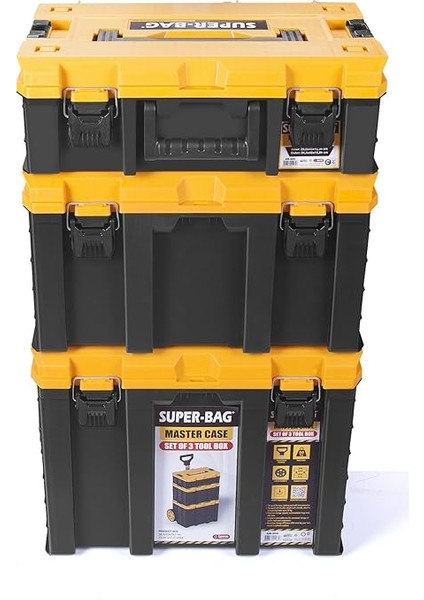 S-M-L Master Case 3'lü Set Tekerlekli Alet Taşıma Çantası, indirimleri