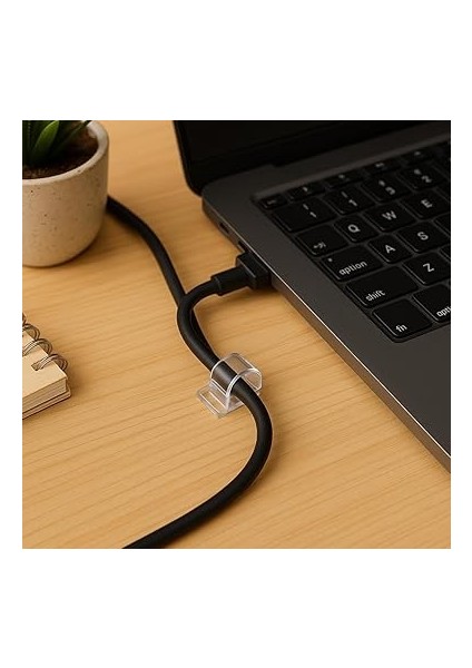 Yapışkanlı Kablo Tutucu 20'li Set – Şeffaf Kablo Klipsi, Masa ve Duvar Uyumlu Kablo Düzenleyici indirimleri