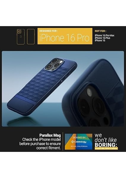Caseology iPhone 16 Pro ile Uyumlu Magsafe Kılıf Parallax Mag Hava Kanalı Teknolojisi Askeri Sınıf Koruma Midnight Blue 3 Boyutlu Tasarım Kapak - ACS08171 fiyatları