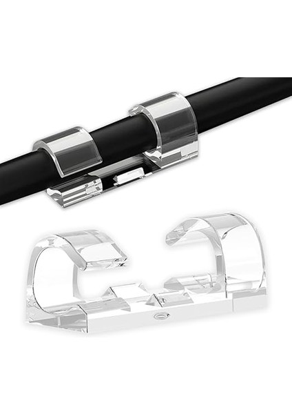 Kablo Klipsi Paketi, 20 Adet Yapışkanlı Kablo Tutucu Klips, Yapıştırıcı Akrilik Ile, Çalışma Masası, Güç Kablosu, USB Şarj Kablosu, Şarj Kablosu Vb. Için Güvenli Altlık, Şeffaf