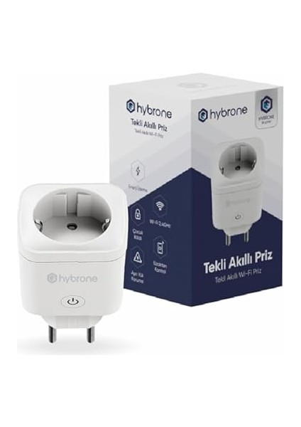 Akım Korumalı Wi-Fi Akıllı Priz, Enerji Izleme, Çocuk Kilidi, 16 Amper, Uygulama ile Uzaktan Kontrol