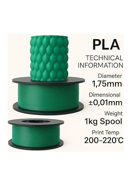 Pla+ Filament 1.75MM 1 kg - Yeşil fiyatları