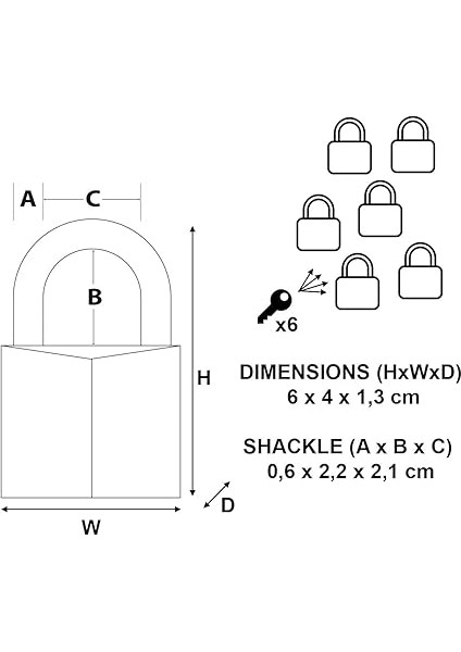 Lock – 140EURSIX – 6 Aynı Anda Pirinç Asma Kilit 40 mm fiyatları