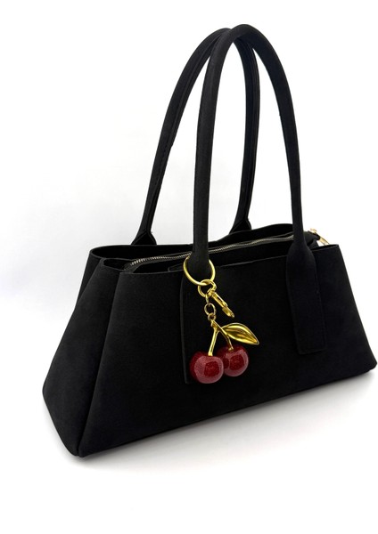 Kadın Kiraz Charm Detaylı Süet El ve Omuz Çantası modelleri