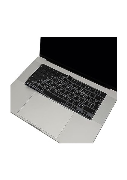 MacBook Klavye Koruyucu Arapça Baskılı Uk-Ters L Enter Tipi Air 13,6-15,3inç- Pro 14,2-16,2inç M1-M2-M3-M4 Pro Max Uyumlu, Silikon Klavye Filmi, Ultra Ince Hafif Yıkanabilir Siyah indirimleri