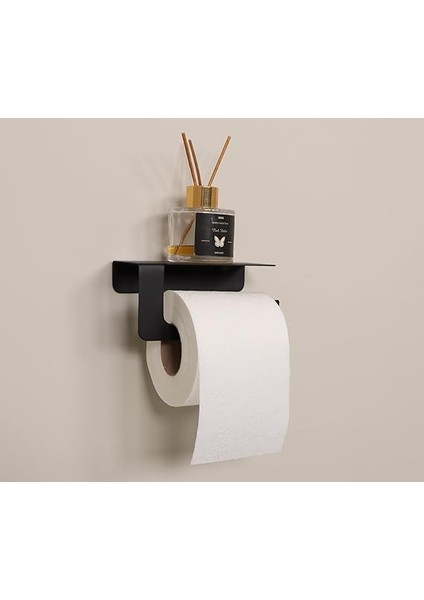 Yapışkanlı ve Vidalı Mat Siyah Telefon Raflı Tuvalet Kağıtlığı Wc Kağıtlık Tuvalet Kağıdı Askısı indirimleri