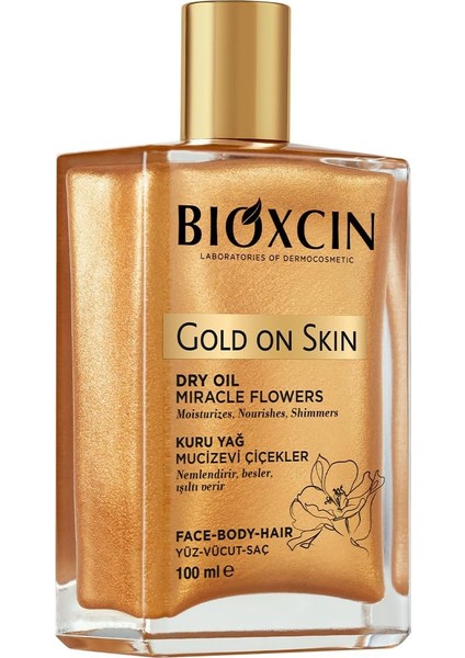 Gold On Skin Kuru Yağ – Yasemin, Manolya, Hanımeli, Kalendula ve Hindistan Cevizi Yağları Içeren Işıltı Veren Nemlendirici – 100 ml – Tüm Cilt Tipleri Için