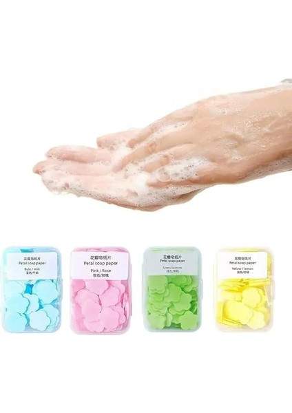 Kutu Parfümlü Eriyen Mini Kağıt Sabun Öğrenci Çocuk Okul Dezenfektan El Sabunu