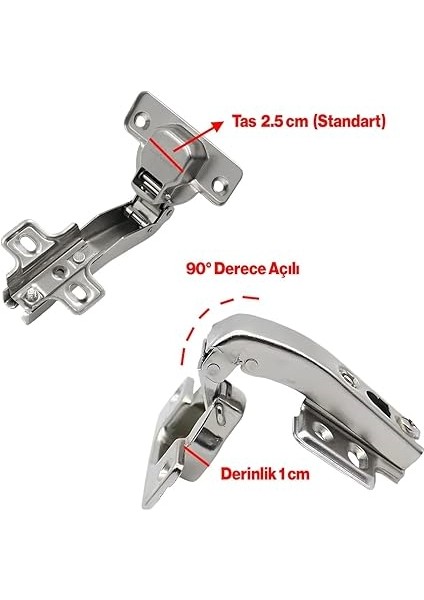 Dolap Kapak Tas Menteşe 90° Derece Açılı Frensiz Kör Dolap Köşe Menteşesi 2 Adet modelleri