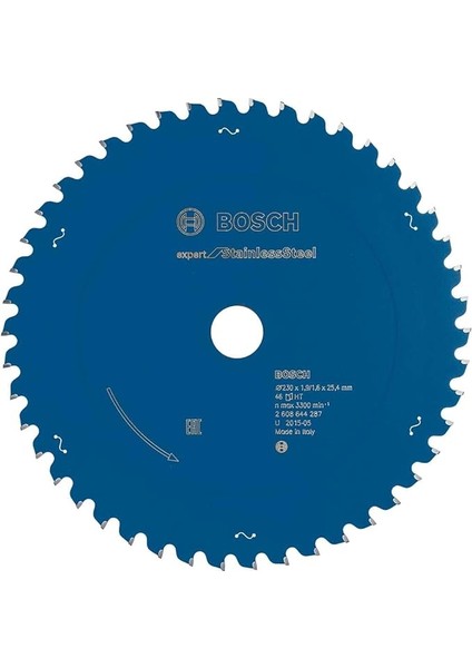 Dairesel Testere Bıçağı Expert Stainless Steel, 230 x 25,4 x 1,9 Mm, Diş Sayısı 46, 1 Adet, 2608644287 Için