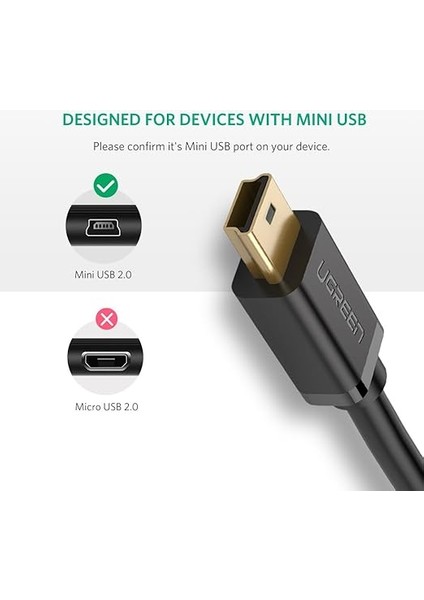 2.0 A Usb-A & Mini-Usb, Şarj ve Data Kablosu, 1.5 Metre, Siyah fiyatları