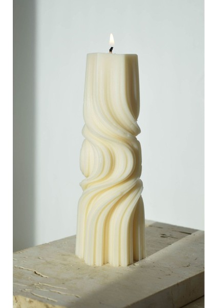 Lumıerı Candle El Yapımı Kokusuz Dalga Desenli Dekoratif Kalıp Mum – Beyaz -20*7 fırsatları