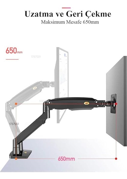 Bayou Nb G35 Çift Kol Amortisörlü Monitör Tutucu Stand 22-32 fırsatları