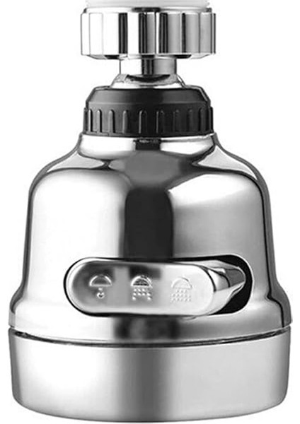 Krom 3 Fonksiyonlu Mutfak Lavabo Başlığı 360 Derece Döner Musluk Ucu Tasarruflu 1410 indirimleri