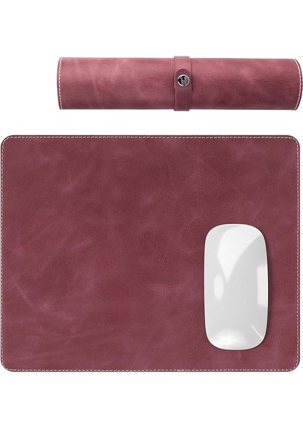 Navada - Gaming Oyuncu Gamer Hakiki Deri Mouse Pad, Deri Fare Altlığı, Hakiki Deri Ped, Dayanıklı Kaymaz Taban, Ofis Tipi Mouse Ped (Bordo)
