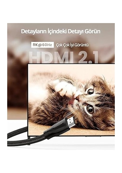 8k Ultra Hd HDMI 2.1 Görüntü Aktarma Kablosu 1.5 Metre fiyatları
