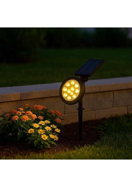 Güneş Enerjili Bahçe Armatürü – 9 LED 3200K Günışığı, IP65 Su Geçirmez Solar Spot Lamba, 200 Lümen, Kazıklı Veya Duvara Montaj, Açılı Aydınlatma fırsatları