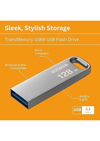 Transmemory U366 128GB USB Bellek – USB 3.2 Gen 1, Metal indirimleri